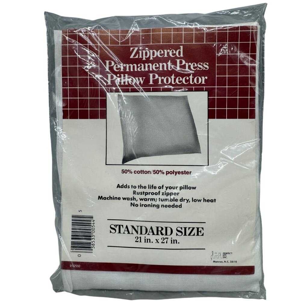 zippered permanent press pillow protector cotton blend 21x27" white READ NEW